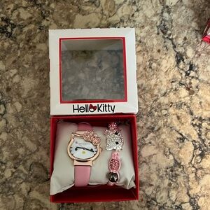 Hello Kitty Pink Strap Watch and Sparkle Charm Bracelet